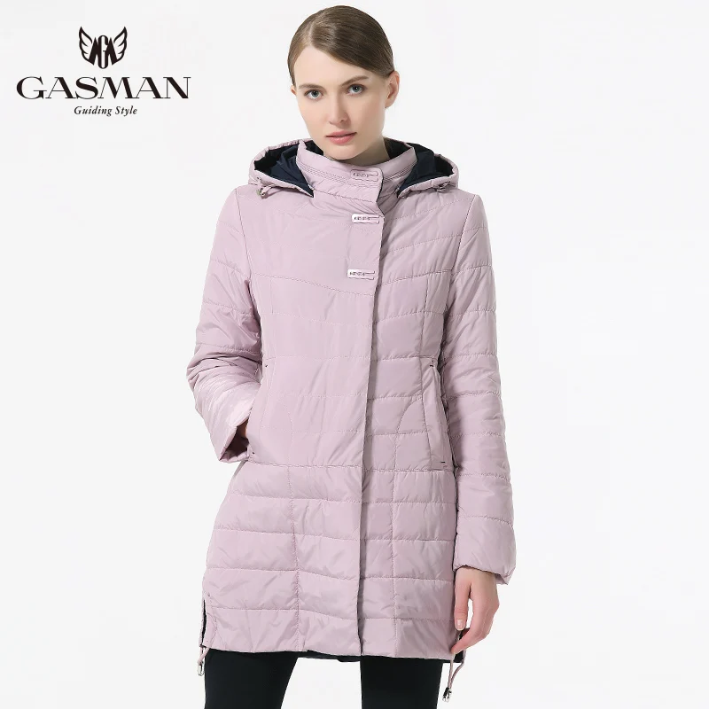 

GASMAN 2018 Spring Autumn Coat and Jacket Women Medium Length Outwear Coat Womens Fashion Hooded Thin Cotton Jacket Brand Female
