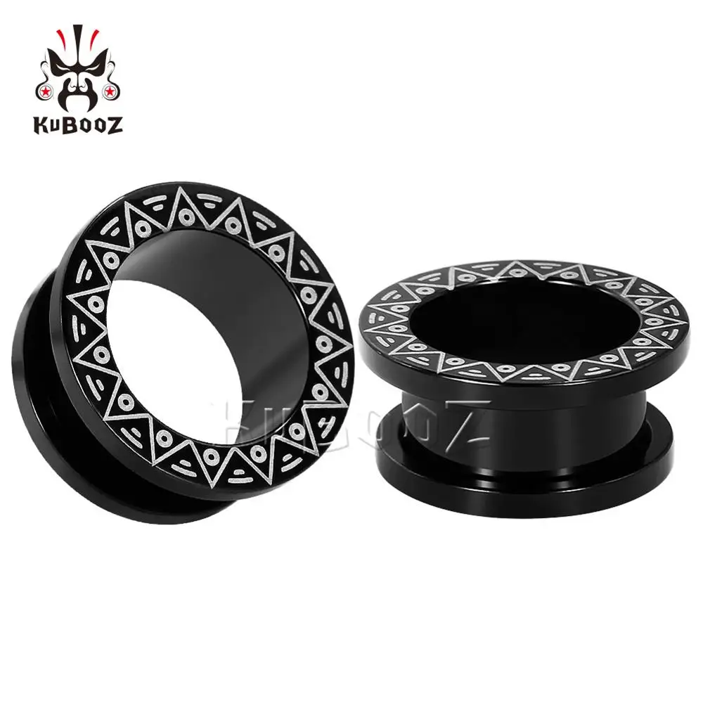 KUBOOZ 2PCS Ear Stretcher Piercing Tunnels Plugs Gauges Stainless Steel Earring Fashion Body Jewelry Gift 6mm to 25mm Women Men - Окраска металла: Style 2