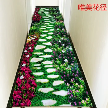 

Customize 3D Flowers Grass Stone Printed Hallway Corridor Carpet Non-slip Living Room Children Rugs For Home Hotel