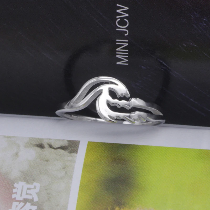 

Sea Ocean Wave Jewelry 925 Sterling Rings Silver Sports Wave Rings Nautical Ring Gift for Surfer Open Rings YLQ0617