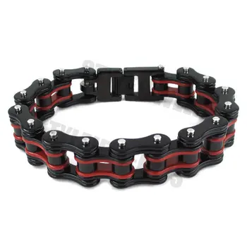 

Red Black Heavy Bicycle Chain Bracelet Stainless Steel Jewelry Fashion Motor Biker Men Bracelet Bangles SJB0263