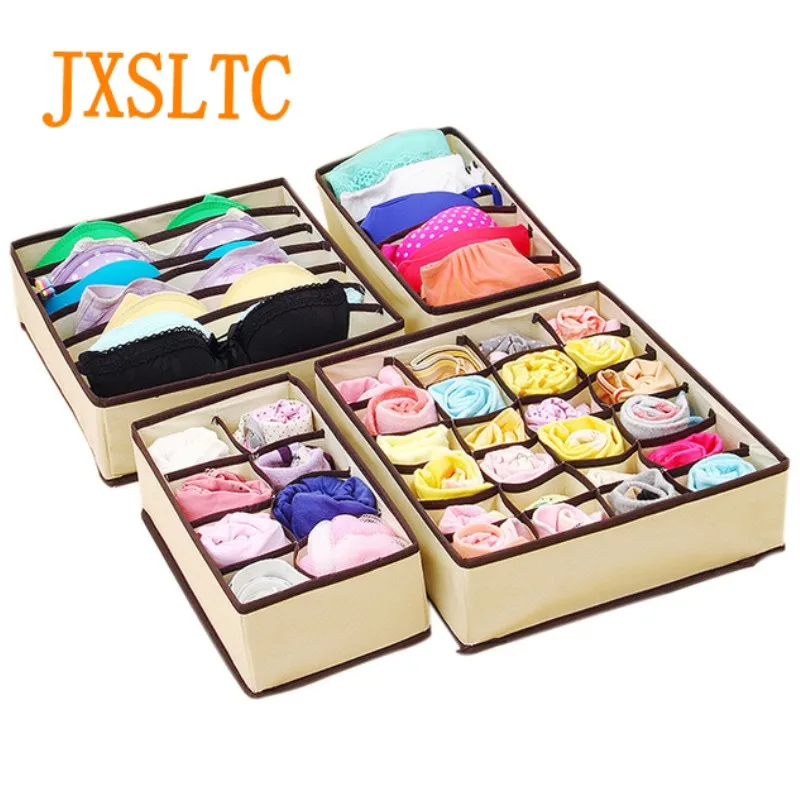 

JXSLTC 4pcs Underwear Bra Organizer Storage Box bins bra necktie Drawer Closet Organizers Boxes For Underwear Scarfs Socks Bra