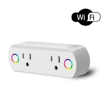 

Kuulee Dual Outlet WiFi Smart Plug Socket Remote Power Switch for Alexa /Google Home US Plug