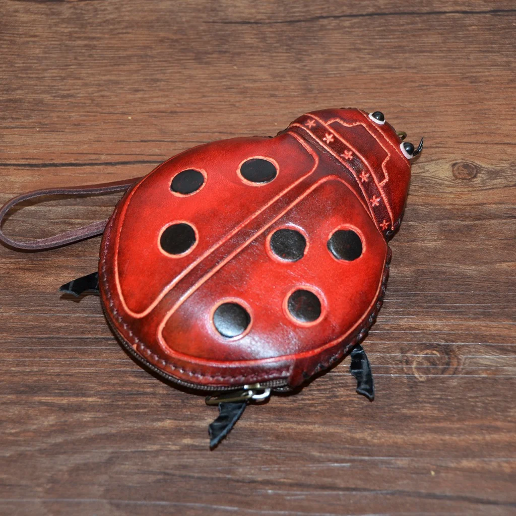 

Cartoon bag genuine leather coin purse animal wallet cute female purse Handmade Leather Coin Purse mini Wallet