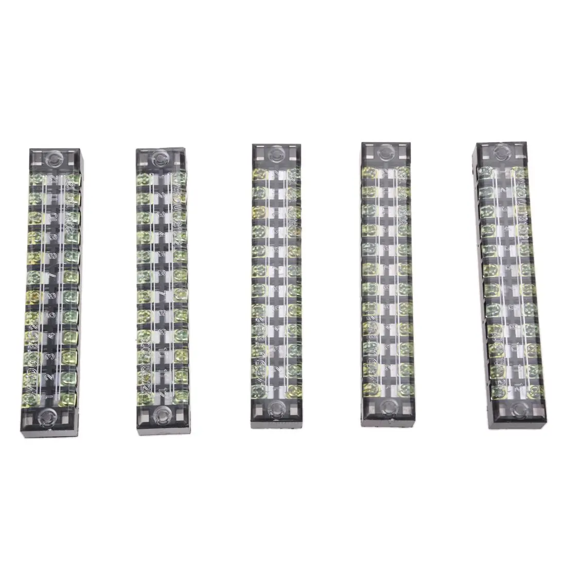 

5 Pcs 600V 15A 12 Positions 12P Dual Rows Covered Barrier Screw Terminal Block
