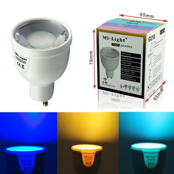 

Dimmable RGB RGBWW Led Bulb Lamp MiLight GU10 5W 2.4G Wireless Smart Light AC86-265V Spot light lampada LED Lamp Good quality