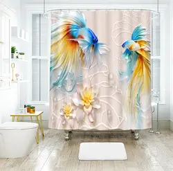 3d золотая рыбка Цветок Рельеф узор занавеска для душа s пейзаж ванная занавеска утолщенная водостойкая утолщенная занавеска для ванной