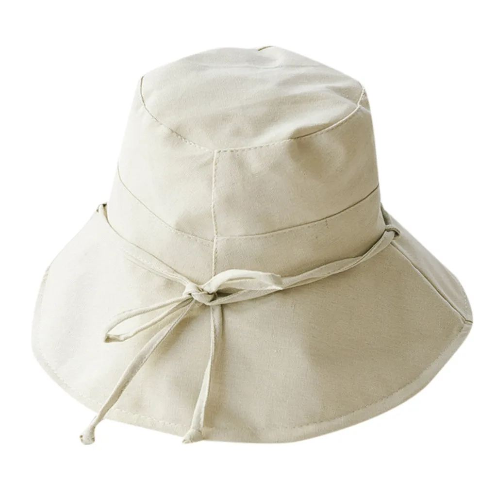 Женская однотонная шляпа-ведро с бантом, выходная шляпа для путешествий, хлопковая льняная Солнцезащитная шляпа, складная летняя Czapka Z Daszkiem# BL5