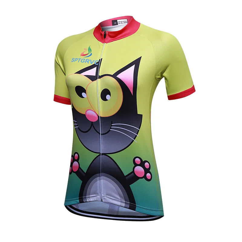 SPTGRVO LairschDan Funny cartoon mouse Short Sleeve Cycling Jersey Top Women Breathable MTB Bike Shirt Summer Quick Dry Clothing