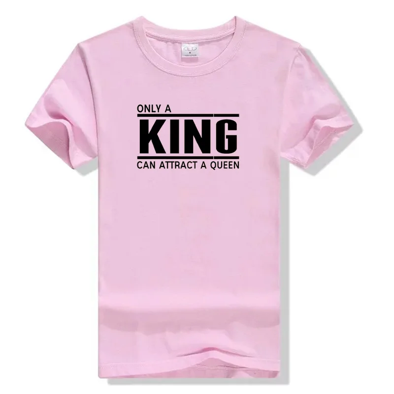 Женская футболка с надписью Only A King Can attend Queen уличная короткими рукавами высокое