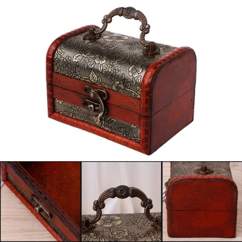 

Small Vintage Jewelry Box Treasure Organizer Handmade Wooden Locking Case High Quality
