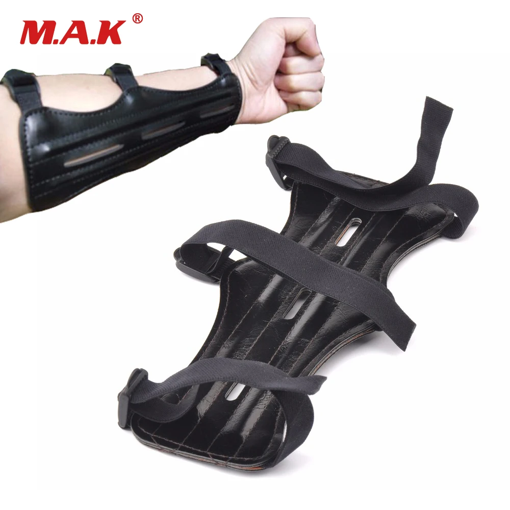

Black 9inch Length With 3 Strap PU Leather Shooting Archery Arm Guard Protection Safe Guard With 2 Rods