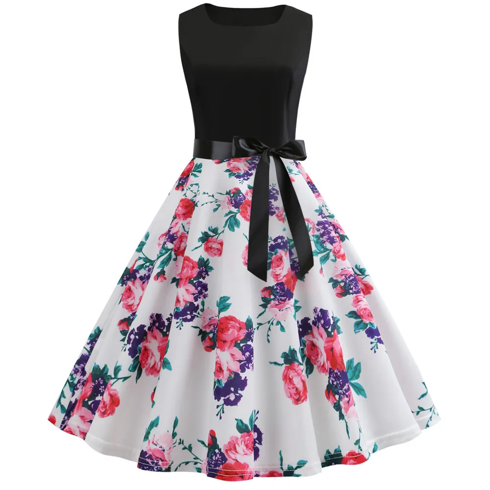 Vestidos, женское летнее винтажное платье, одежда с музыкальной нотой, Цветочный халат, Ретро стиль, Свинг, повседневное, 50S 60 S, вечерние платья в стиле рокабилли - Цвет: JY13505