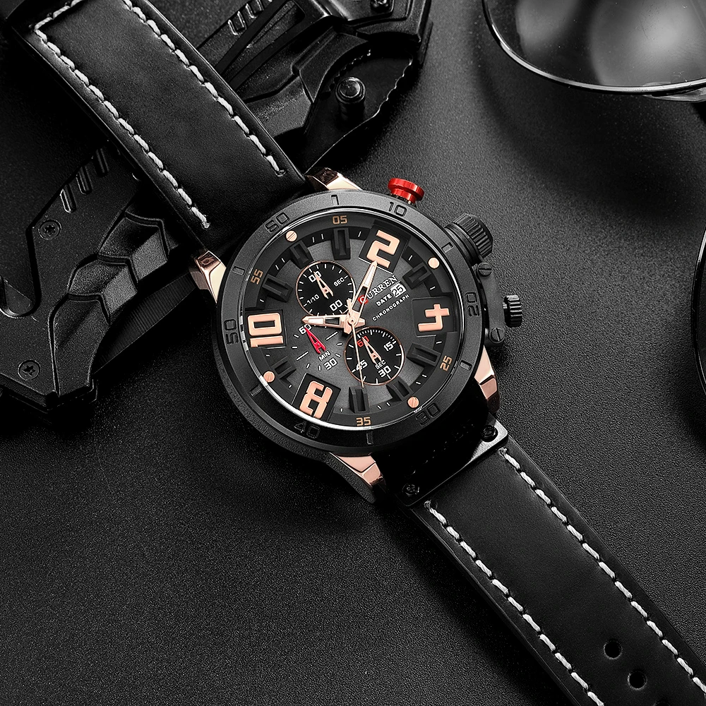 

Top Brand CURREN Watches Men Sport Wristwatch Fashion Business Analog Quartz Watch Male Clock Chronograph and Date Leather Watch