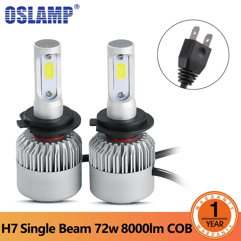 

Oslamp S2 Series Led Headlight h7 LED COB Chips Car Headlights Single Beam Bulbs 7000LM 6500K 12v Led Auto Headlamp
