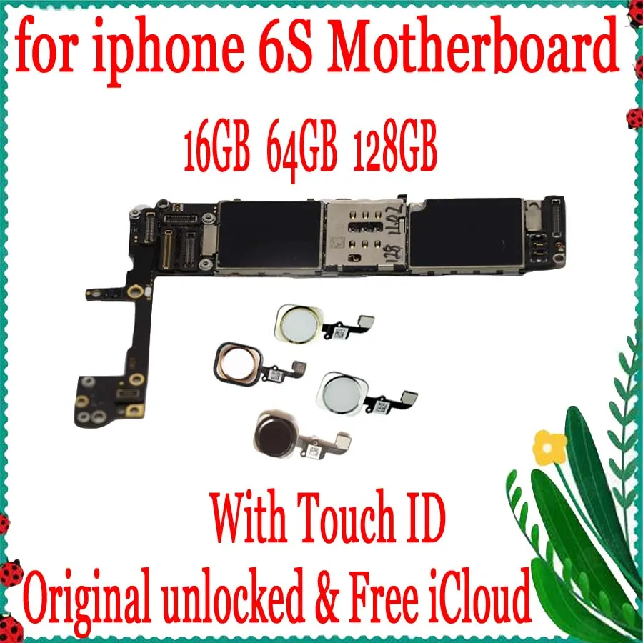 

Original unlocked for iphone 6S Motherboard With/Without Touch ID,Clean iCloud for iphone 6S 4.7inch Logic board 16gb 64gb 128gb