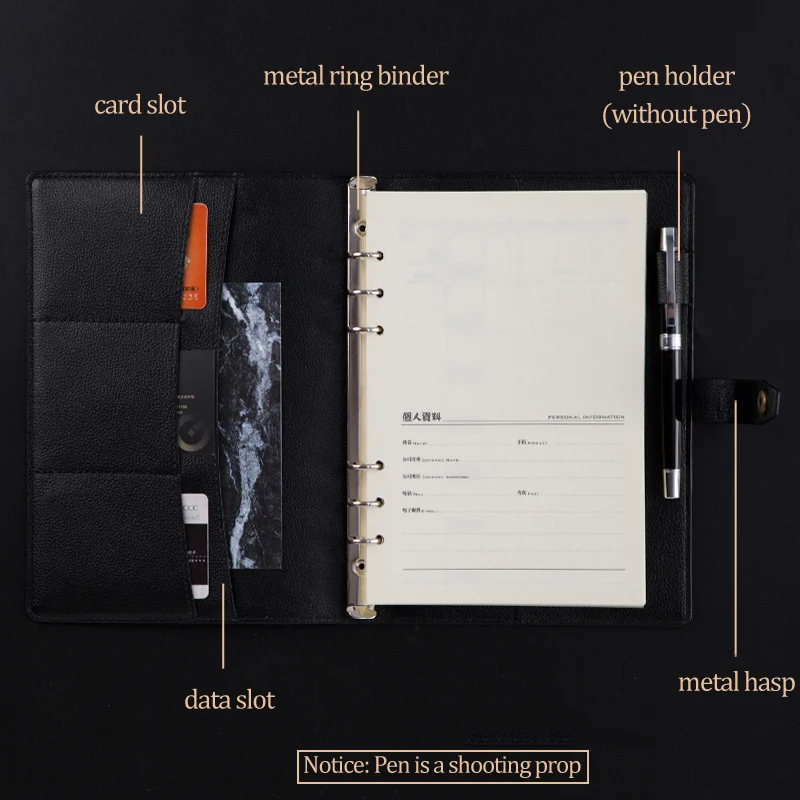 CAGIE Vintage Leather Notebook Planner Refill Personal Diary Soft Cover Journal Spiral a5 Binder Daily Filofax Agenda Organizer