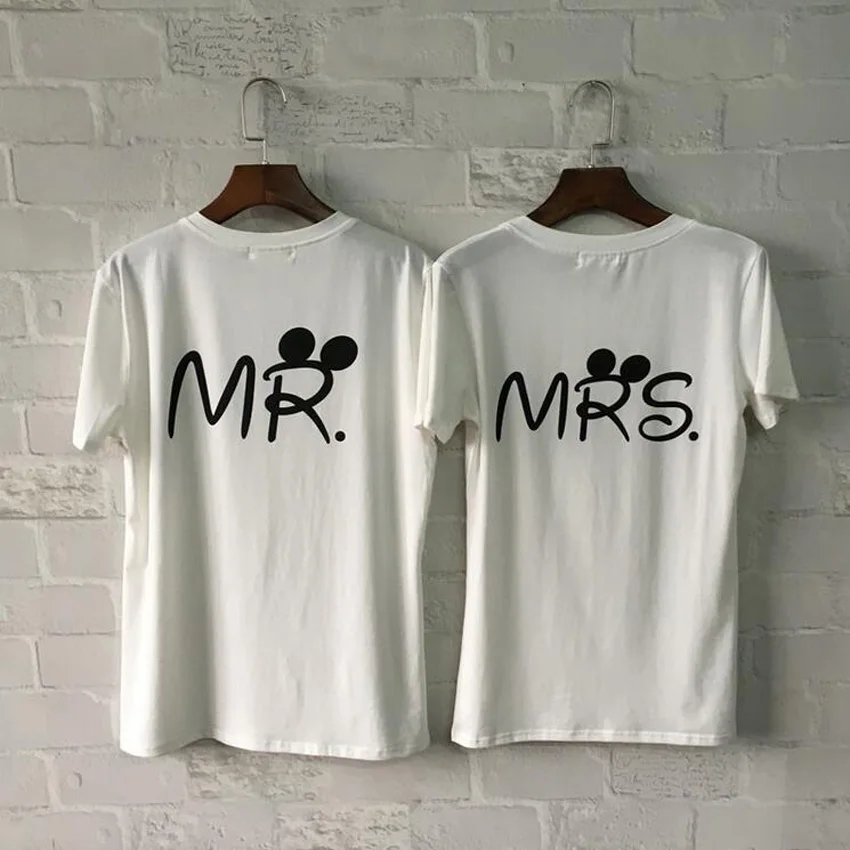 Couple Clothes Men's Women's T-Shirt 2018 Summer Fashion MR and MRS Letter Print Couple T Shirt For Lovers Paired Tops Tee Shirt