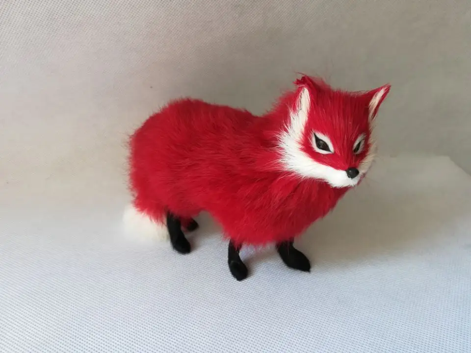 В реальной жизни toy 16x12 см red fox полиэтилена и меха лисы модель украшения дома реквизит, игрушка в подарок d0555