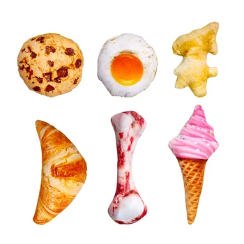 

Plush Toy Bite Vocal Simulation Plush Canvas Bite Bauble Food Simulation Plush Toy Ice Cream Vegetable Egg Cookie Shape Bauble