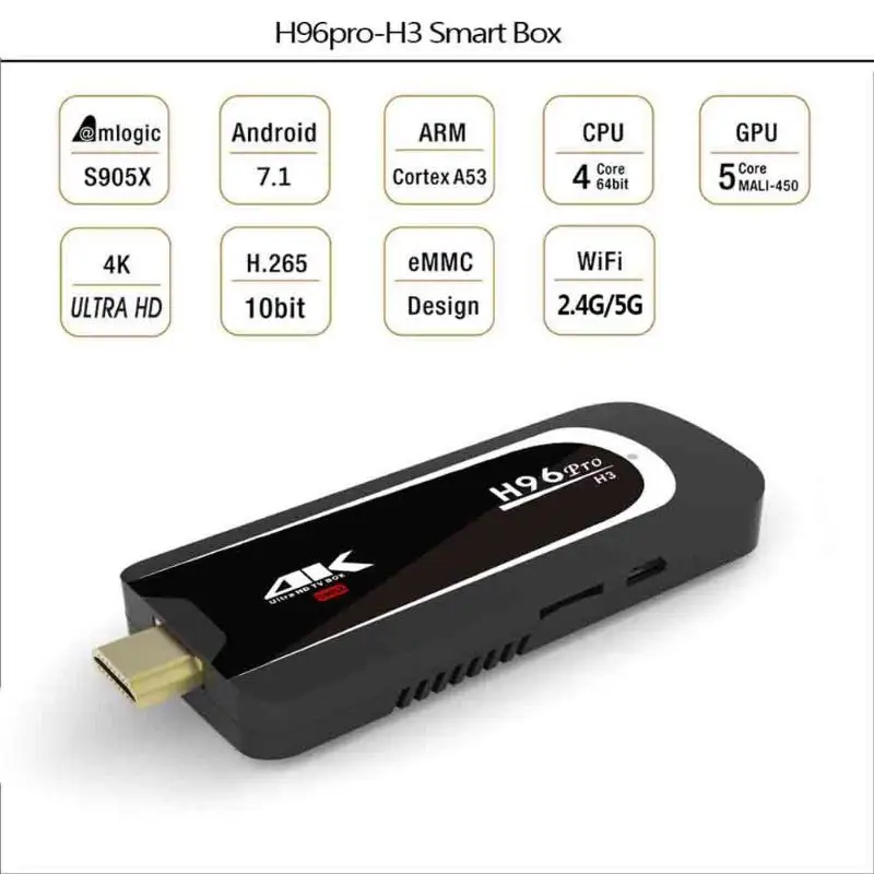 Alloyseed 1 шт. EU/US Plug H96 PRO H3 2 г 16 г S905X Quad-Core Android7.1 мини ТВ Box Media Player HDMI BT4.0 H96pro-H3