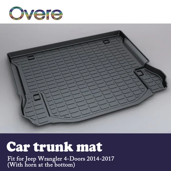 

Overe 1Set Car Cargo rear trunk mat For Jeep Wrangler 4-Doors With horn on the bottom 2014 2015 2016 2017 Anti-slip mat Styling