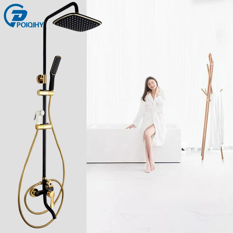 

POIQIHY Luxury Design Shower Set 3-functions Shower Faucet Mixer faucet Single Handle Rainfall Showerhead
