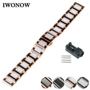 

Ceramic Watch Band 20mm for Motorola Moto 360 2 42mm Men 2015 Butterfly Buckle Strap Wrist Belt Bracelet Black White Silver