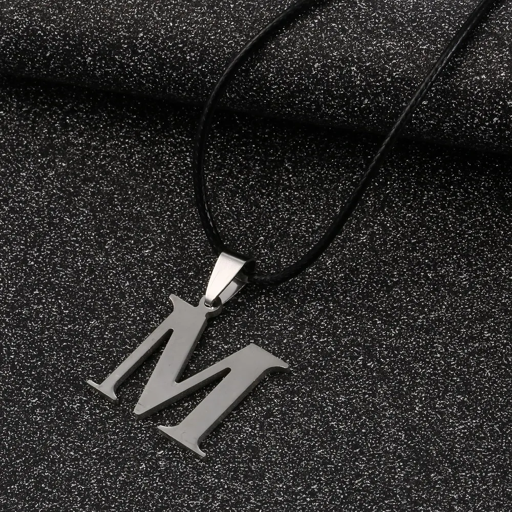 M Letter Necklaces Pendants Alfabet Initial Necklace Stainless Steel