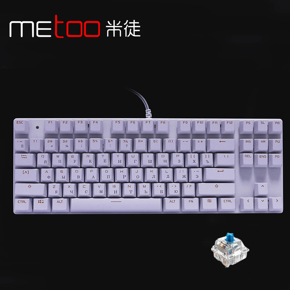 

ZERO Russian / English Mechanical Keyboard Floating USB wired Blue switch 87 key Gaming keyboard for Teclado Gamer