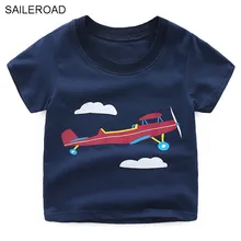 SAILEROAD/Летняя футболка с рисунком самолета для маленьких мальчиков; футболки для мальчиков младенцев; Одежда для девочек; хлопковые спортивные топы для малышей