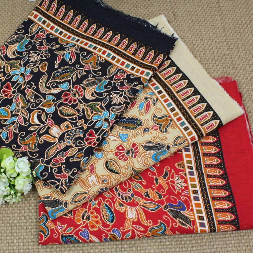 

3 Pcs/Lot 50x70cm Soft Linen Cotton Fabric Ethnic Floral Printed Pattern Quilted Fabrics for Sewing Clothes CurtainTissue Cloth