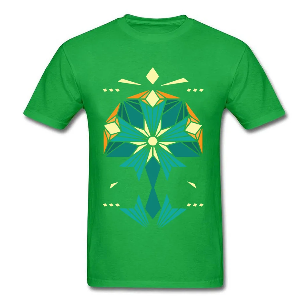 New Design geometric shine mandala Casual T Shirts Round Collar Pure Cotton Men Tops Shirts Short Sleeve Tee Shirts Summer/Fall geometric shine mandala green