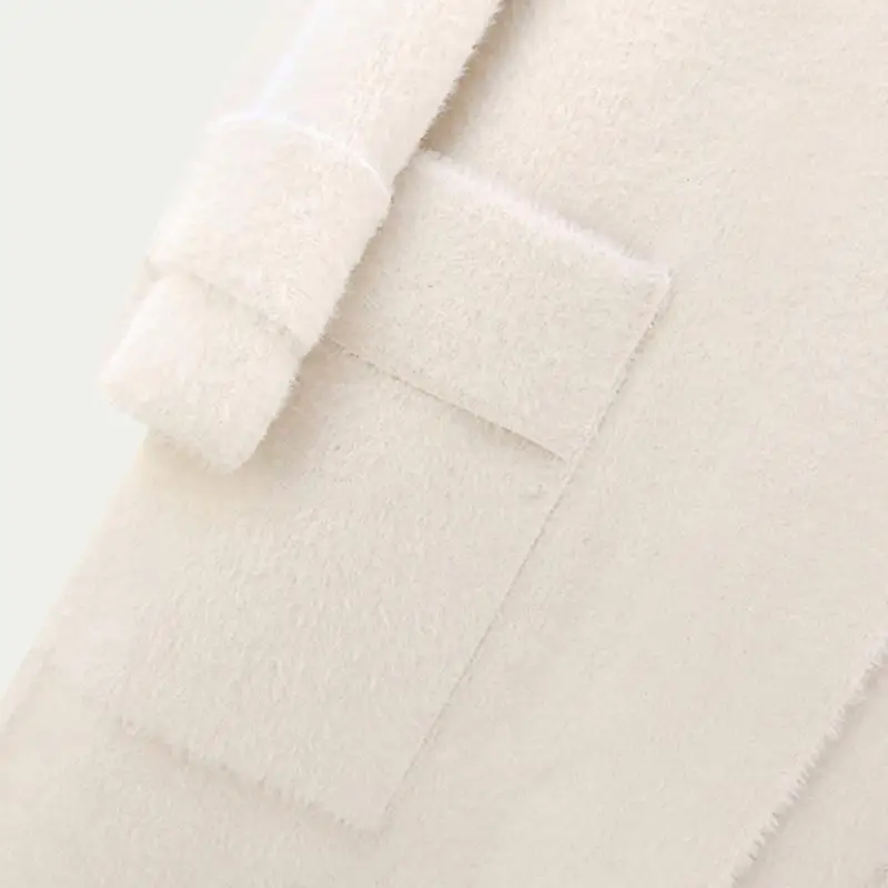 Женское теплое пальто из искусственного норка и кашемира на весну и осень, Женская Повседневная тонкая верхняя одежда, однотонное плюшевое шерстяное пальто V903