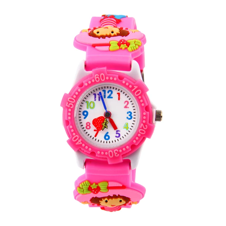 

Kids watch 3D cartoon little girl pattern quartz watch boy girl learning time pointer green waterproof watch