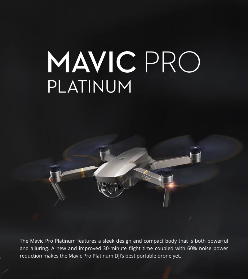 DJI Mavic Pro Platinum Fly More Combo RC Квадрокоптер 4K HD видео запись Дрон 7 км дистанционное управление 30 минут