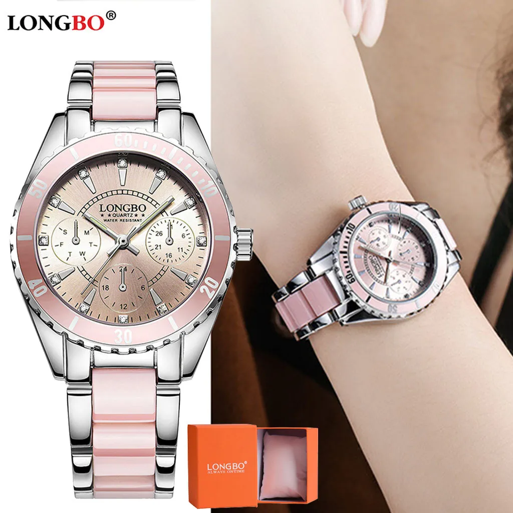 

LONGBO Luxury Fashion Watch Ceramic And Alloy Analog Women Watch With Box Festival Gift Reloj de dama Wd4