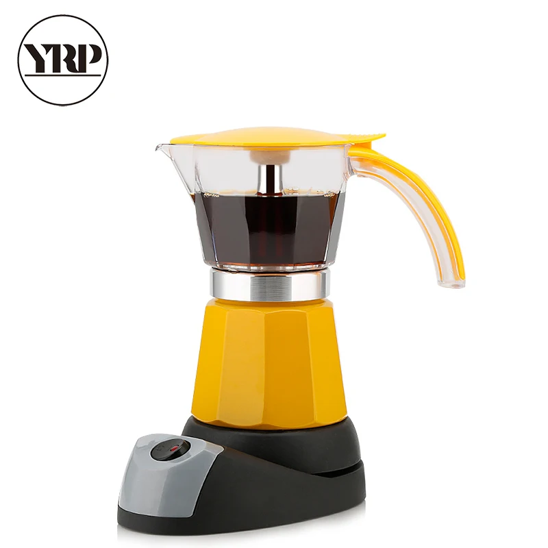 YRP 6 Cups Portable Electric Coffee Maker Espresso Moka Coffee Pot Italian Espresso Mocha Latte Per