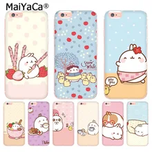 MaiYaCa Chá com Molang kawaii Queque Caixa Do Telefone para iphone 11 Coque Pro XR XS Max 8 7 6 6S mais X 10 5 5S SE Coque Shell(China)
