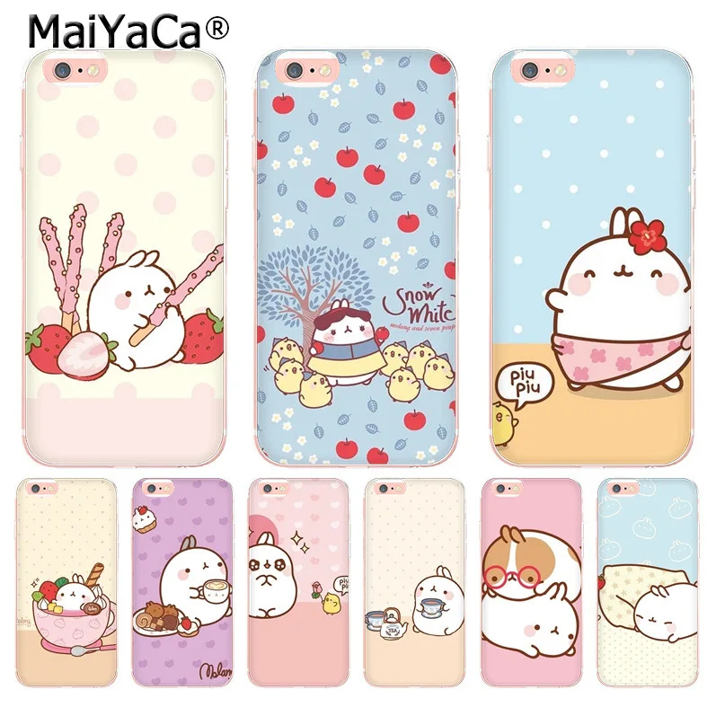 MaiYaCa kawaii Tea with Molang Cupcake Coque Shell Phone Case for