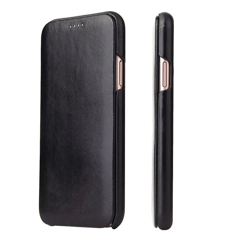 

new style Hand-made First layer cowhide Business Flip cover Anti-knock Dirt-resistant phone case For iphone x protection Case