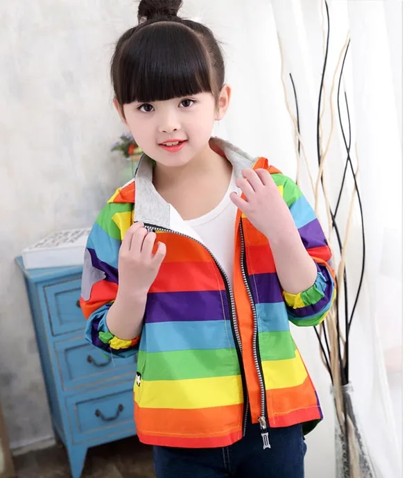 

Boys and girls rainbow striped jacket children's leisure jacket