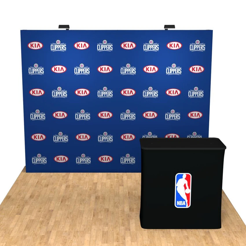 

10ft Tension Fabric Trade Show Display Waveline Pop Up Stand with Custom Graphic Printing
