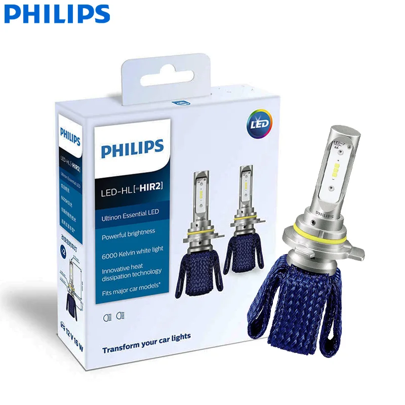 Philips Ultinon эфирный светодиодный 9012 H1R2 12V 11012UEX2 6000K яркий Автомобильный светодиодный фонарь Авто HL луч ThermalCool(двойная упаковка