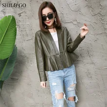 Шило GO кожаная куртка женская лето мода овчины Натуральная кожа пальто с круглым вырезом Длинные рукава офис леди Базовая куртка