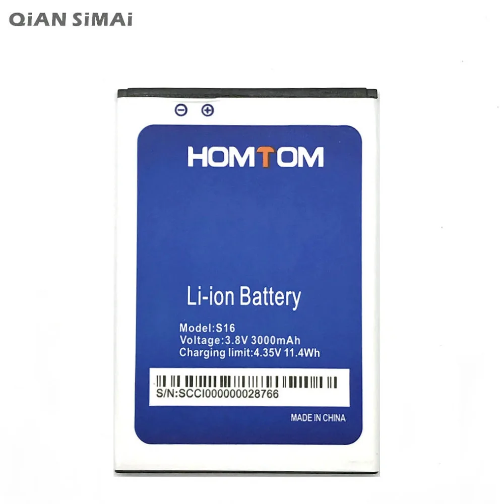 QiAN SiMAi Высококачественная сменная батарея S16 3000 мАч для HOMTOM Мобильный телефон +