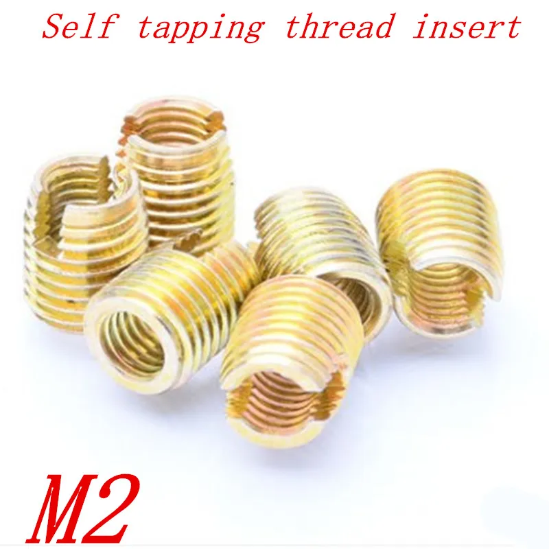 20Pcs M2 Threaded Inserts steel with zinc Helical Insert Self Tapping