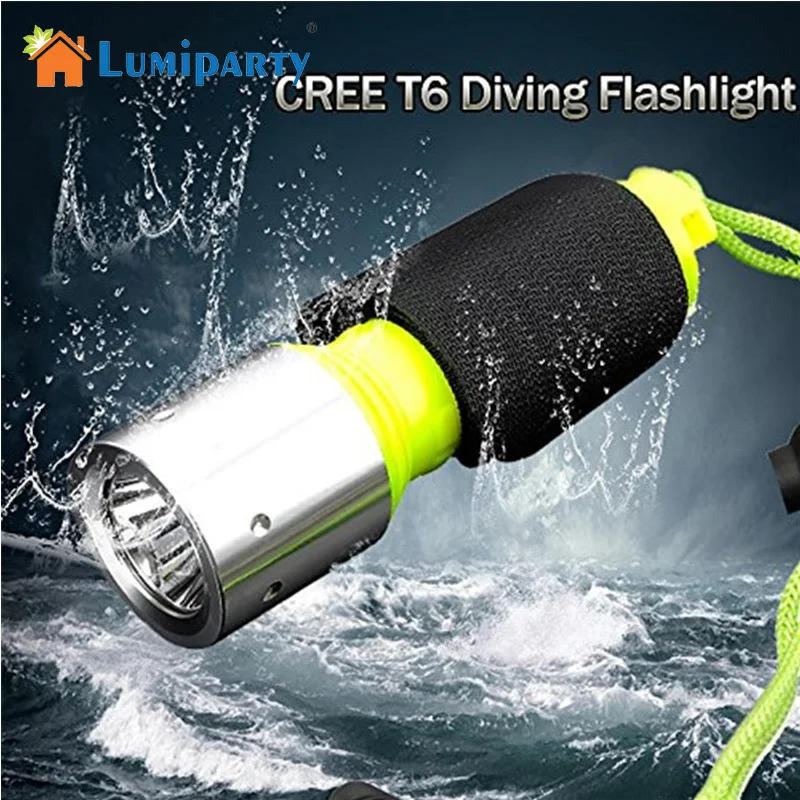 LumiParty Cree T6 1200 Lumens LED Diving Flashlight Underwater Scuba
