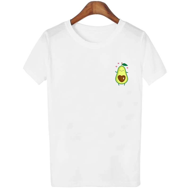 Новинка, летняя Милая футболка с коротким рукавом и авокадо, женская футболка в стиле Харадзюку каваи, забавная свежая Повседневная футболка, топы, женская Свободная рубашка Ulzzang