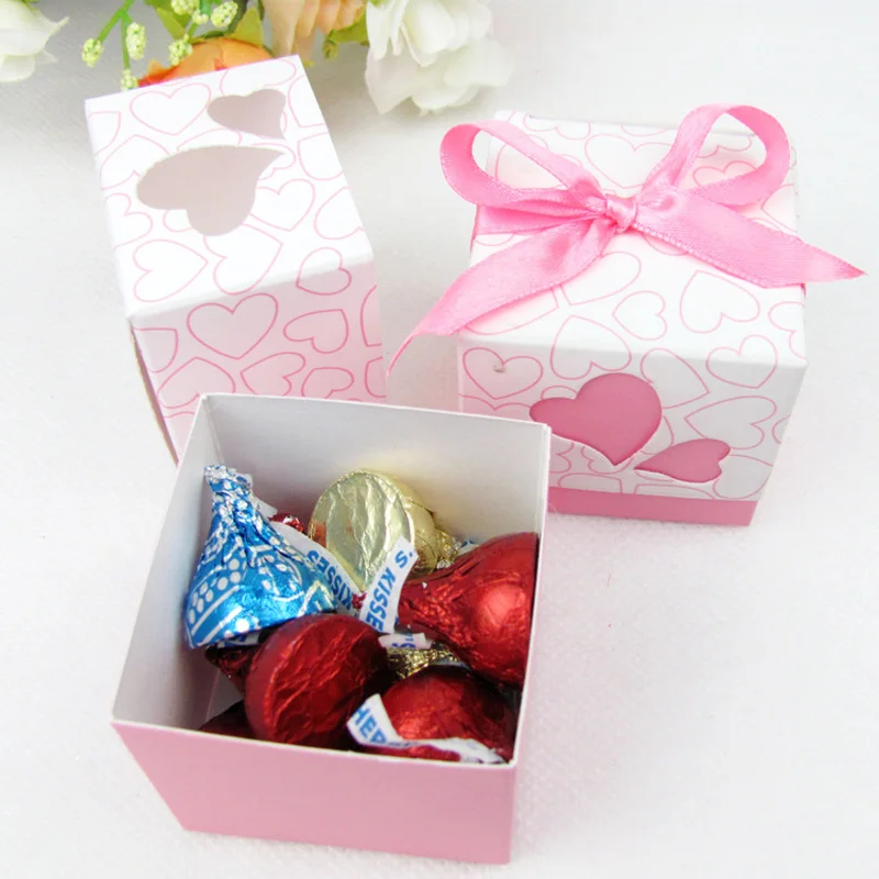 50pc Love Heart Candy Box For Wedding Gift Box Chocolate Sweet Bag
